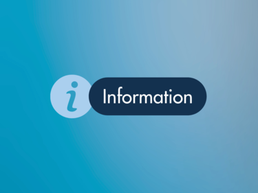 Blue background with Information icon and "Information" in a blue rounded box